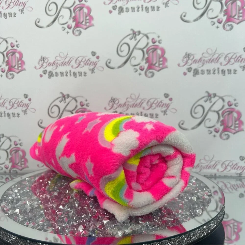 Blanket rainbows and unicorns 🦄 Pink Plush Unicorn blanket throw neon